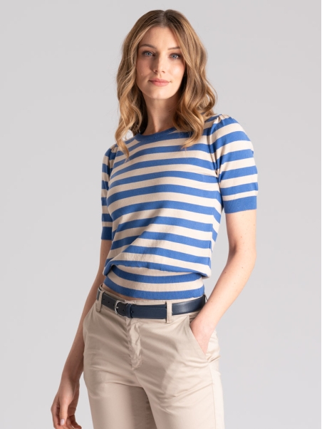 Maillot de rayas de media manga para mujer