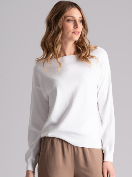 Jersey de cuello barco de viscosa para mujer