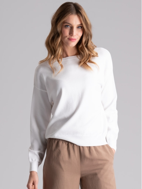 Jersey de cuello barco de viscosa para mujer