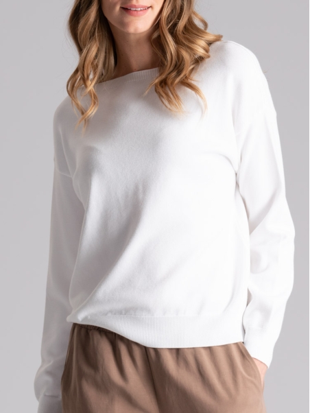 Jersey de cuello barco de viscosa para mujer