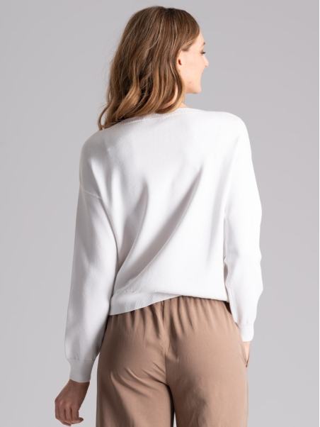 Jersey de cuello barco de viscosa para mujer