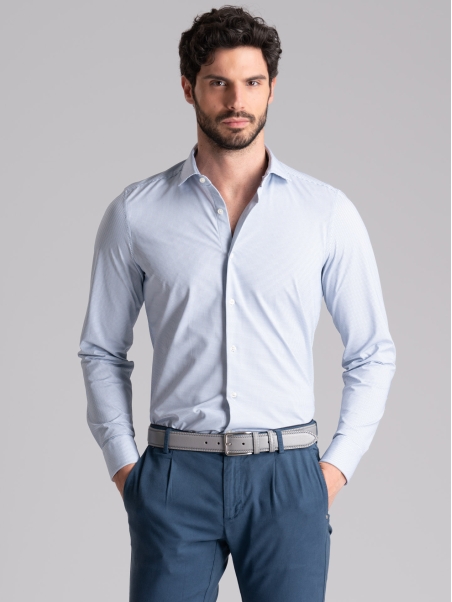 Camicia uomo TECNO micro disegno collo semi francese