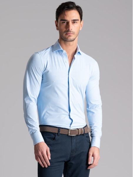 Camisa de hombre TECNO micro armour cuello semifrancés