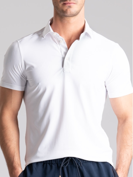 Polo uomo bianca TECNO mezza manica con collo camicia