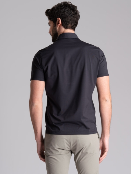 Polo uomo nera TECNO mezza manica con collo camicia