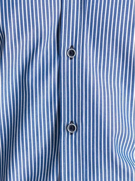 Camisa de rayas para hombre con cierre de velcro y cuello semidesplegado