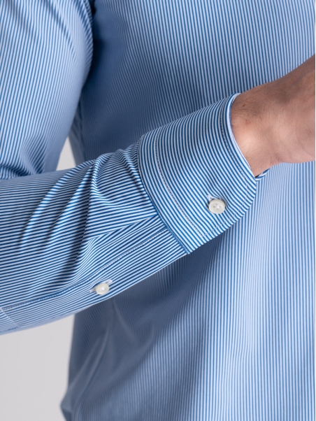 Camisa de hombre TECNO micro raya cuello semifrancés