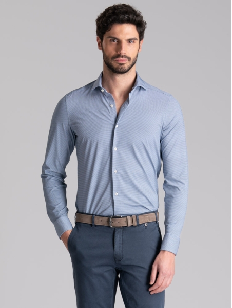 Camicia uomo TECNO micro disegno collo semi francese