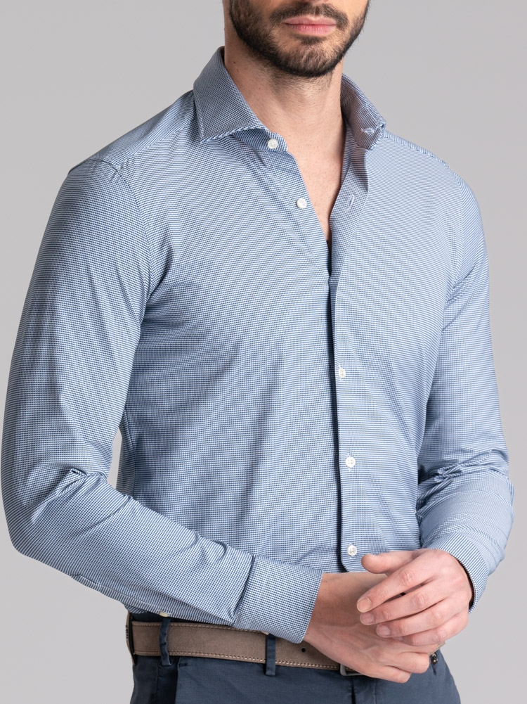 Camicia uomo TECNO micro disegno collo semi francese