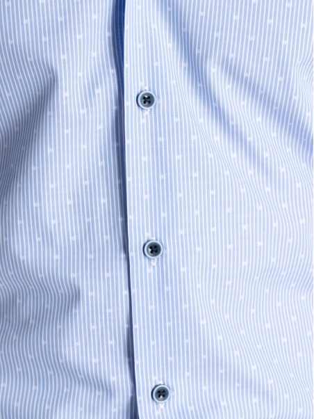 Camisa de rayas para hombre azul y blanca cuello semifrancés