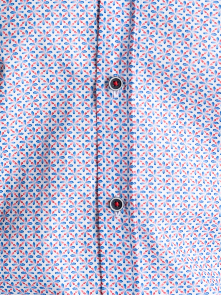 Camicia uomo fantasia fiorellino collo semi francese