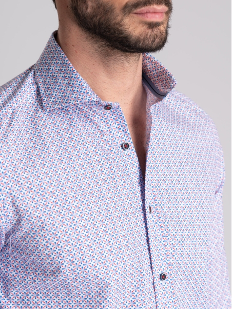 Camicia uomo fantasia fiorellino collo semi francese