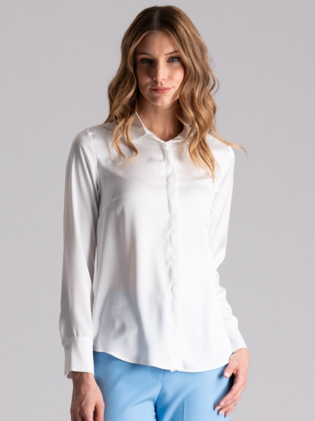 Camisa de satén de manga larga para mujer