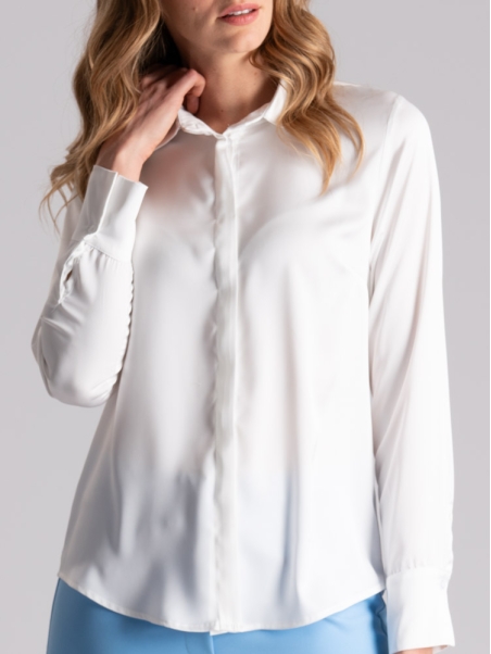 Camisa de satén de manga larga para mujer