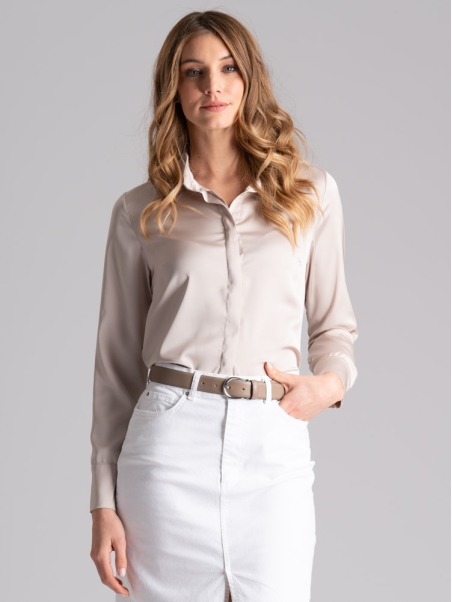 Camicia donna in satin a manica lunga