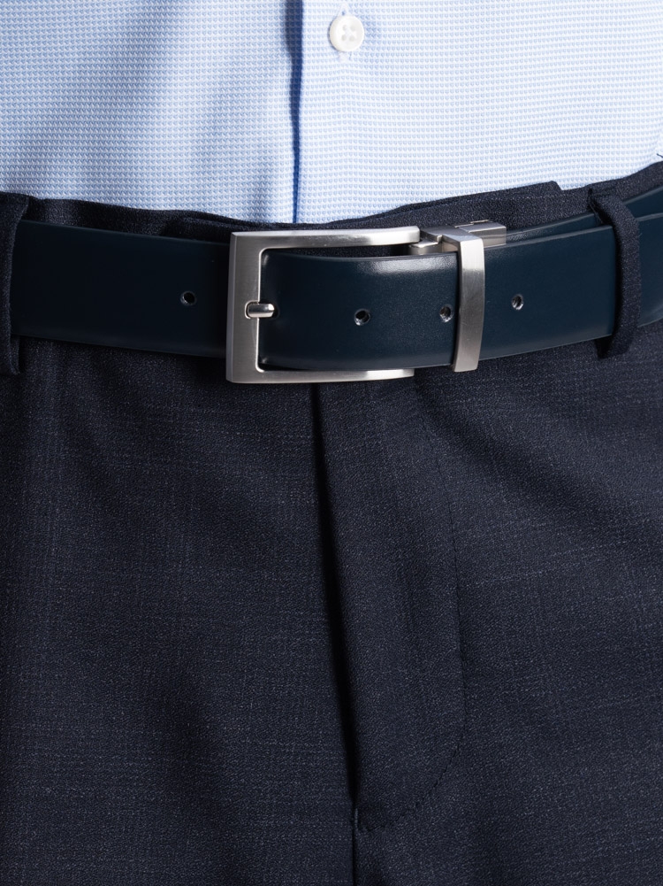 Cinturón de piel cepillada reversible para hombre