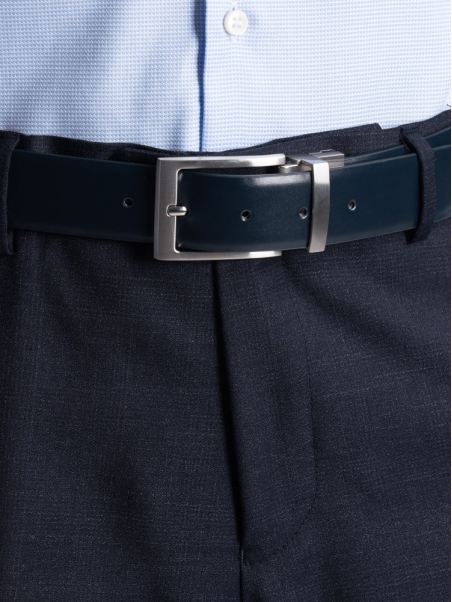 Cinturón de piel cepillada reversible para hombre