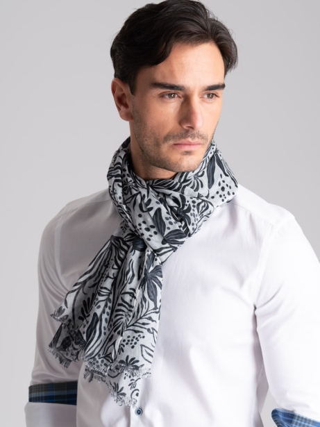 Bufanda de hombre con flecos de flores 2