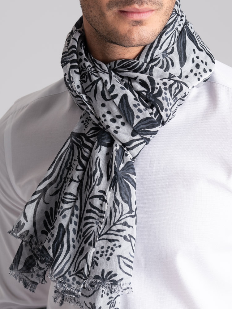 Bufanda de hombre con flecos de flores