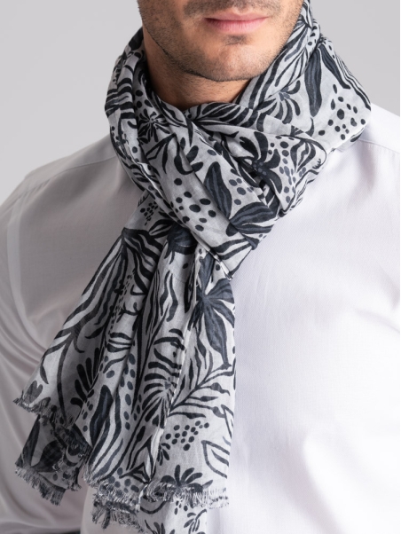 Bufanda de hombre con flecos de flores