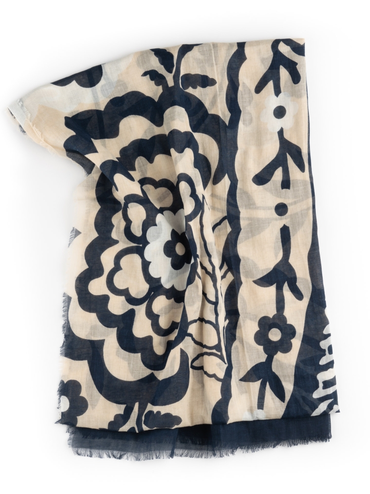 Bufanda de hombre con maxi flecos estampados de flores