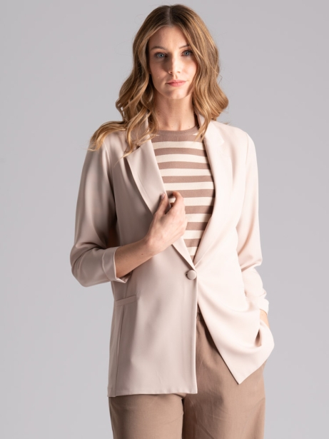 Chaqueta fluida de mujer tipo blazer en color arena