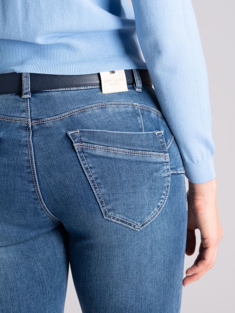 Vaqueros de cinco bolsillos para mujer lavado medio