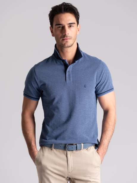 Polo de media manga para hombre teñido en hilo 2