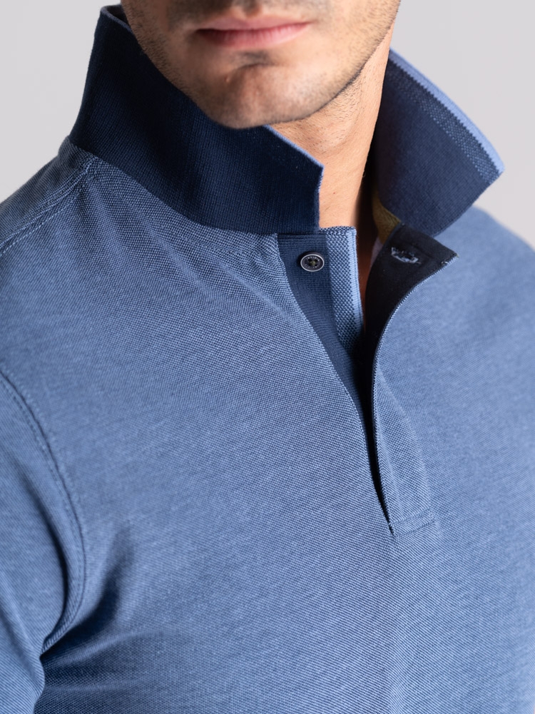 Polo de media manga para hombre teñido en hilo