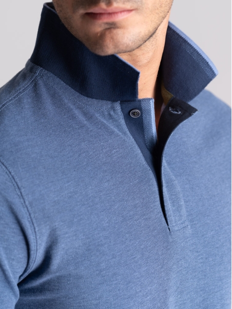 Polo de media manga para hombre teñido en hilo