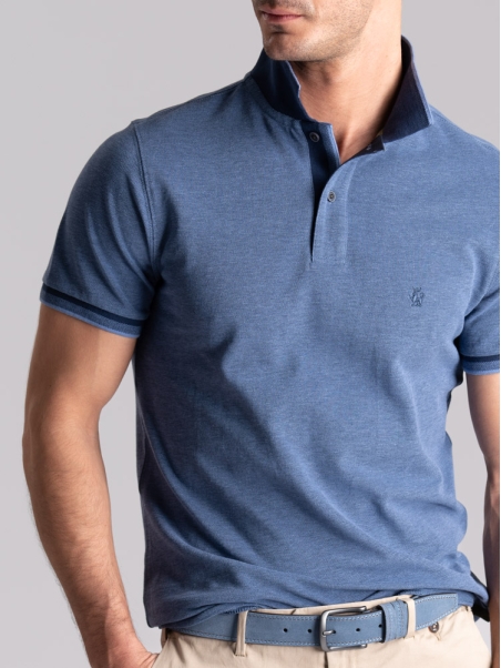 Polo de media manga para hombre teñido en hilo