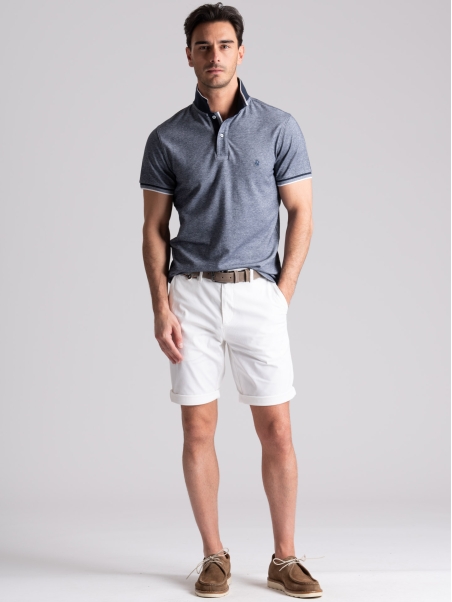 Polo de media manga para hombre teñido en hilo