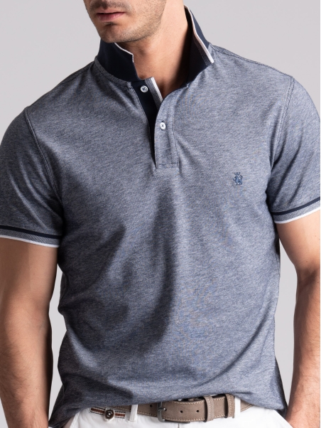 Polo de media manga para hombre teñido en hilo