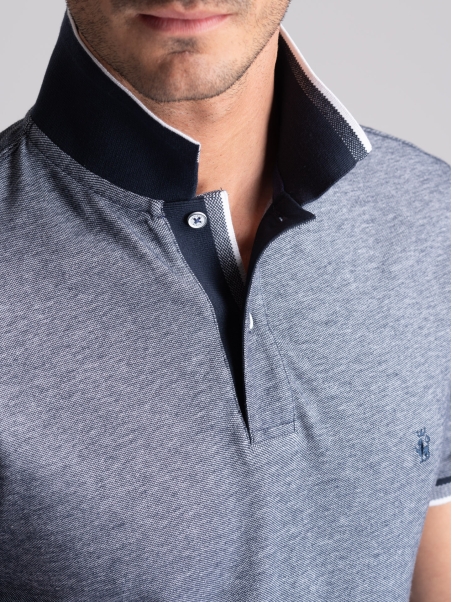 Polo de media manga para hombre teñido en hilo