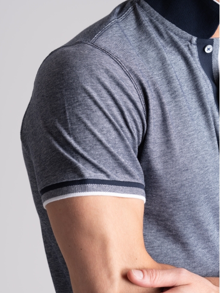 Polo de media manga para hombre teñido en hilo