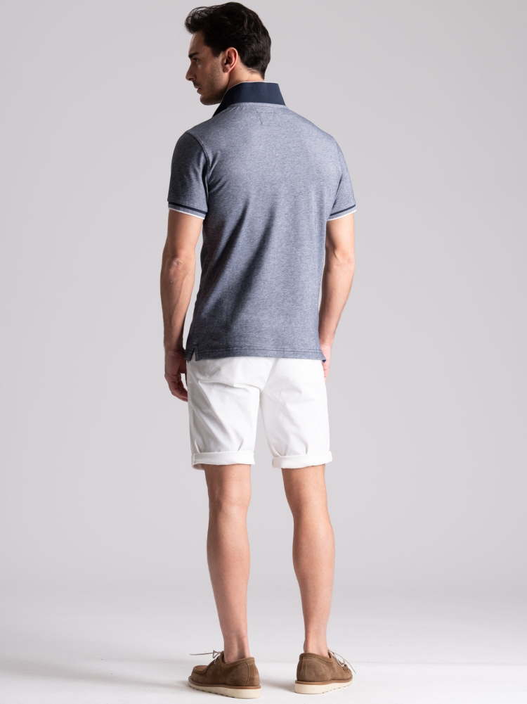 Polo de media manga para hombre teñido en hilo