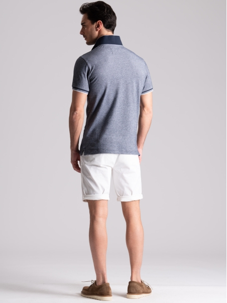 Polo de media manga para hombre teñido en hilo