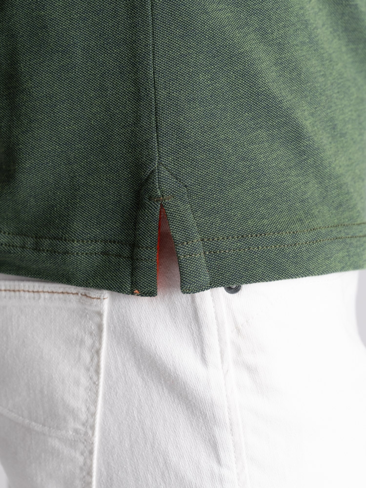 Polo de media manga para hombre teñido en hilo