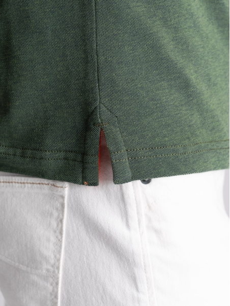 Polo de media manga para hombre teñido en hilo