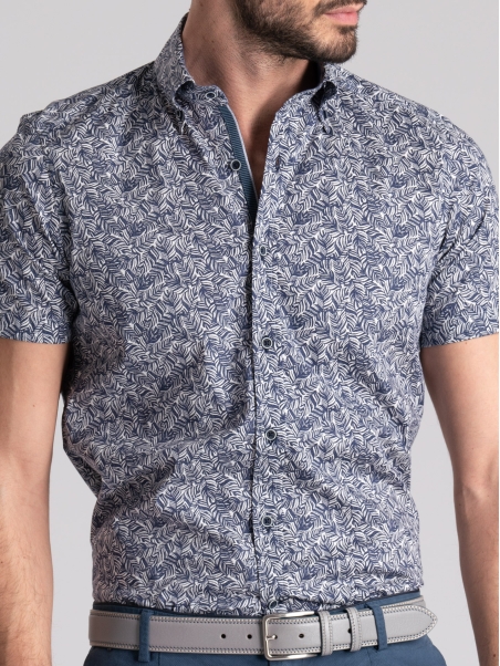 Camicia uomo tropicale mezza manica collo button down