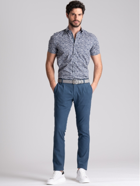 Camicia uomo tropicale mezza manica collo button down