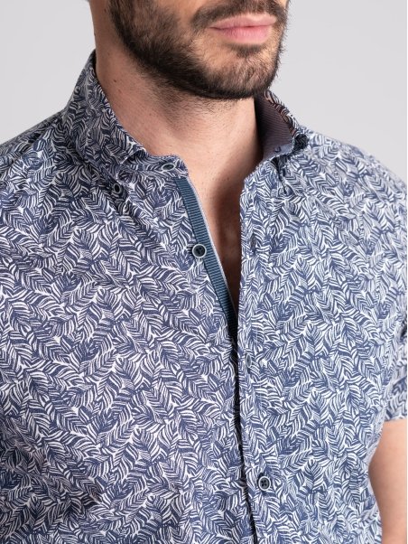 Camicia uomo tropicale mezza manica collo button down