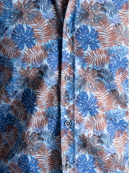 Camisa hawaiana de hombre de media manga y cuello semifrancés