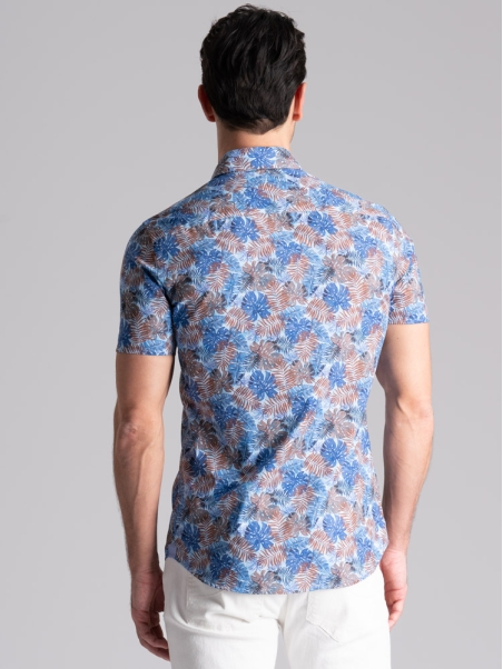 Camisa hawaiana de hombre de media manga y cuello semifrancés