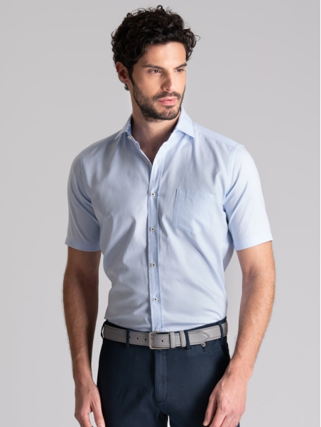 Camicia uomo regular azzurra mezza manica