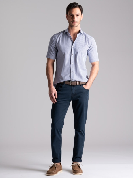 Camisa regular de media manga a rayas para hombre 2