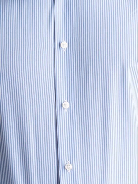 Camisa de rayas regular azul cuello semifrancés para hombre