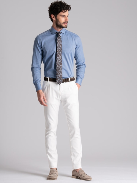 Camisa blindada regular de hombre azul cuello semifrancés 2