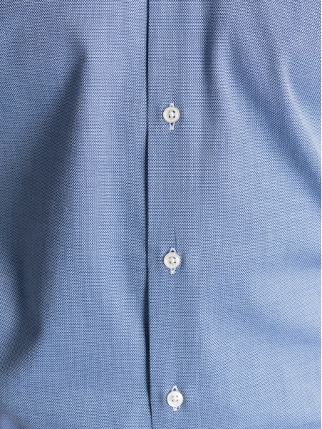 Camisa blindada regular de hombre azul cuello semifrancés