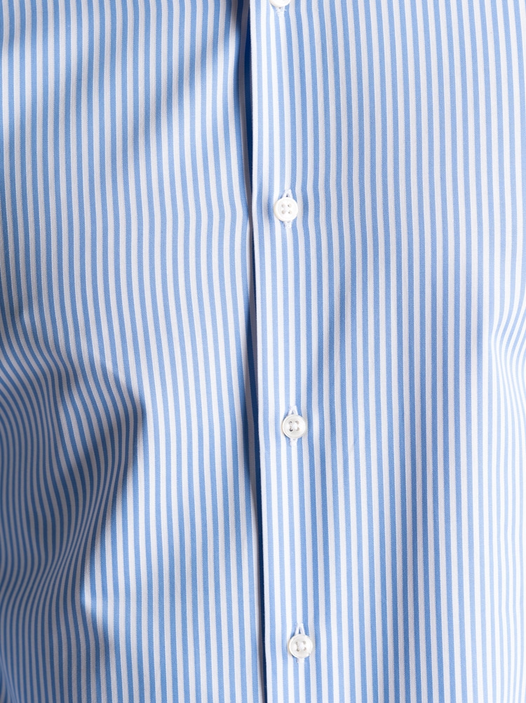 Camicia uomo riga pari pari azzurra collo semi francese